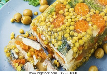 Fish Aspic On Plate