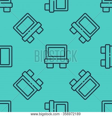Black Line Fuse Of Electrical Protection Component Icon Isolated Seamless Pattern On Green Backgroun
