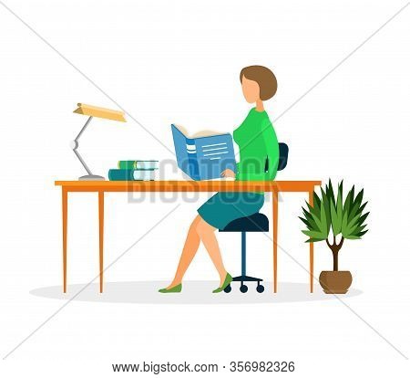 Teacher In Classroom Cartoon Vector Character. Middle Aged Female Tutor, Educator Isolated Illustrat