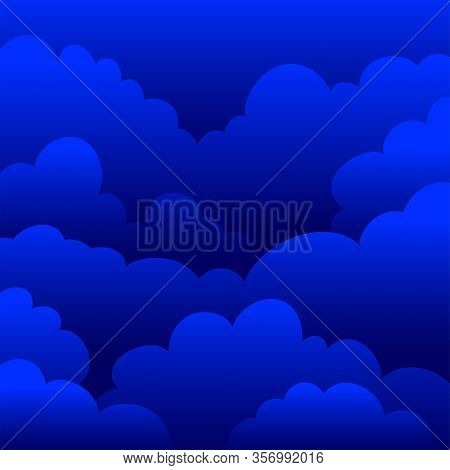 Dark Cartoon Clouds Background. Vector Blue Sky