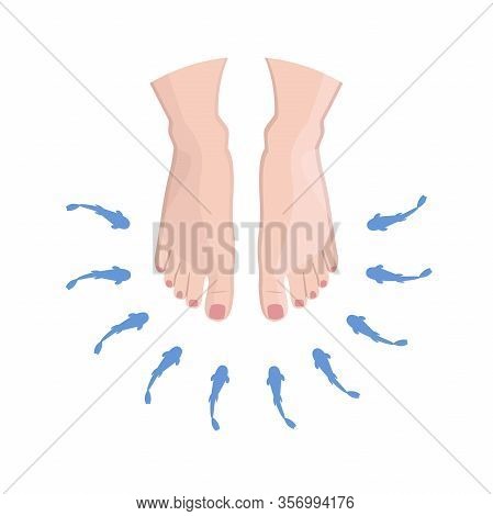 Fish Massage Procedure Color Vector Illustration Logo