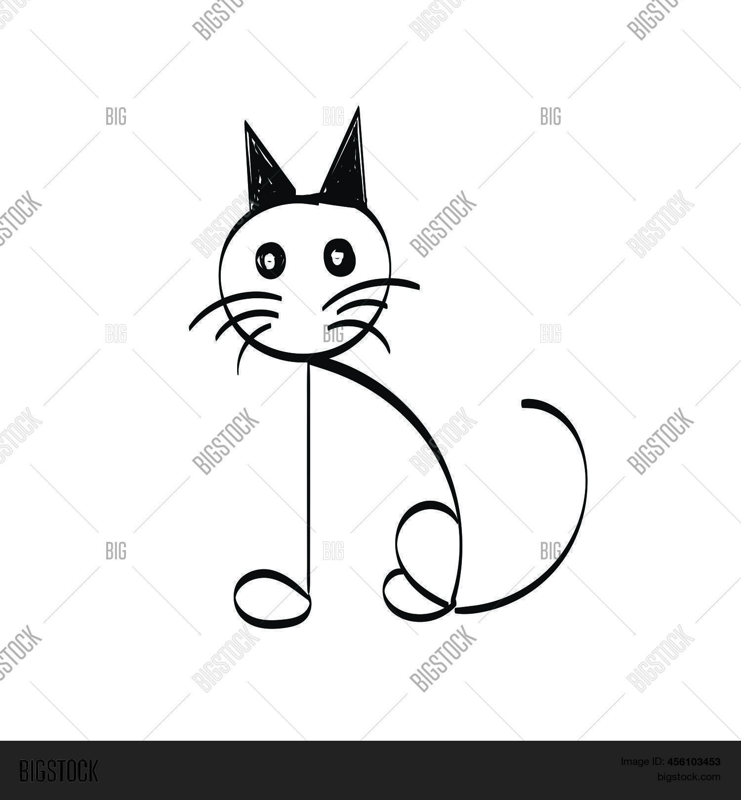 Simple Cat Line Art. Vector & Photo (Free Trial) Bigstock