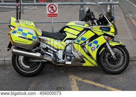 Manchester, Uk - April 23, 2013: Yamaha Motorcycle Of British Transport Police In Manchester, Uk. Bt