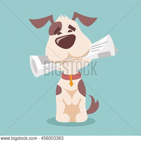 Vector Illustration Set Of Cute And Funny Cartoon Little Dogs-pupies.