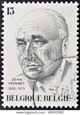BELGIUM - CIRCA 1988: A stamp printed in Belgium shows Jean Monnet circa 1988