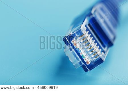 Blue Utp Internet Cable Isolated On A Blue Background Ethernet Cord