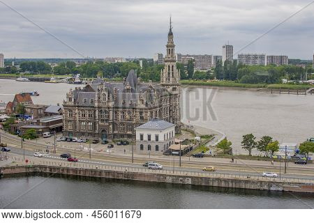 Antwerp, Belgium, June 2022: View On Loodswezen Building At Tavernierkaai On Eilandje In Antwerp, Be