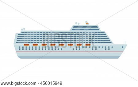 Big Comfortable Cruise Liner Ship. Sea And Ocean Travel Transpotation. Travel Agency, Booking Voyage