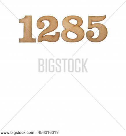 Number 1285 In Wood, Isolated On White Background