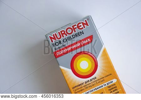 June 4, 2022 Ukraine City Kyiv Nurofen Syrup On A Light Background