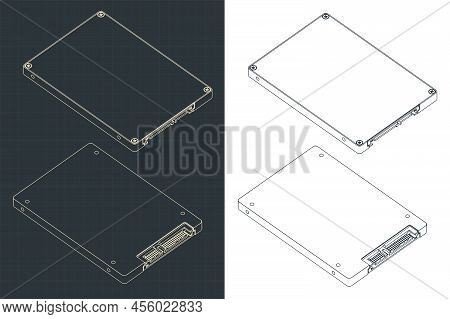 Solid State Drive Isometric Drawings
