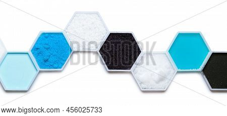 Chemical Ingredient In Hexagonal Molecular Shaped Container. Hair Conditioner, Copper (ii) Sulfate, 