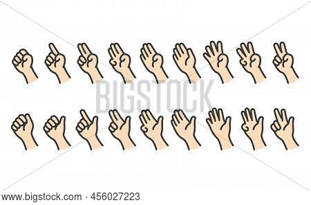 Thumbs Up In Different Ways Kawaii Doodle Flat Vector Illustration