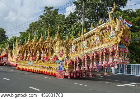 13-may-2022 Boon Bang Fai Convoy Parked On The Roadside During The Day Yasothon Thailand