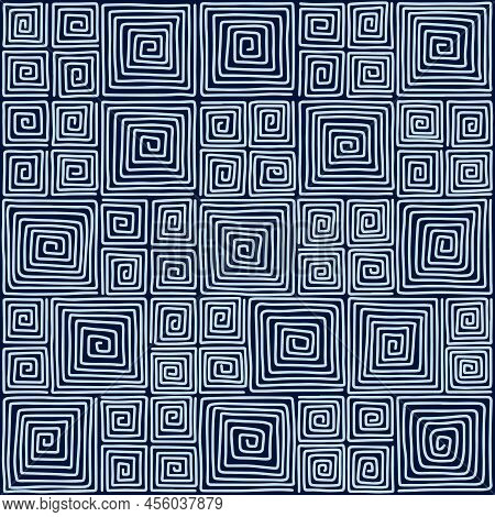 Optical Squares Seamless Pattern. Hand Draw, Stock Illustration.