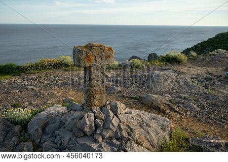Cliffs And Green Pastures,atlantic Ocean Bay Near Bakio, Small Touristic Village, Basque Country, Sp