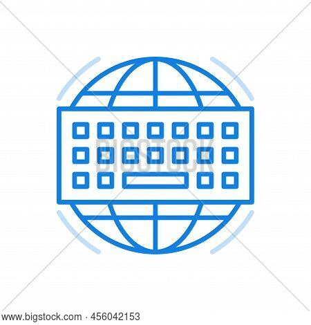 Global Internet Vector Line Icon. Modern Online Network With Worldwide Connection.