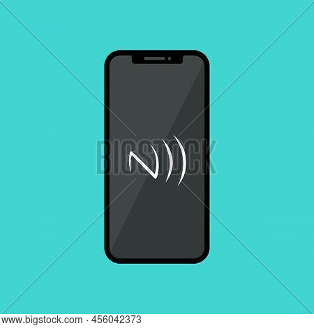 Touchscreen Smartphone, Mobile Phone, Handphone With Nfc Vector Colored Icon. Nfc Sign. Flat Style I