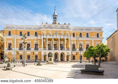 Badajoz,spain - May 25,2022 - View At The Town Hall In The Streets Of Badajoz. Badajoz Is Situated C