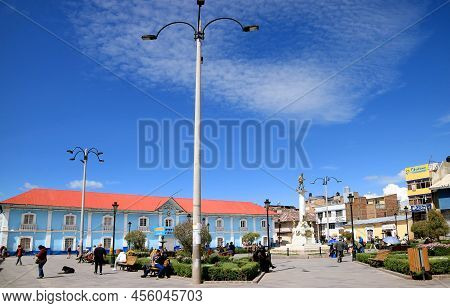 Street Scene Of Plaza Pino Square With The Monument Of Dr Manuel Pino And War Of The Pacific's Victi