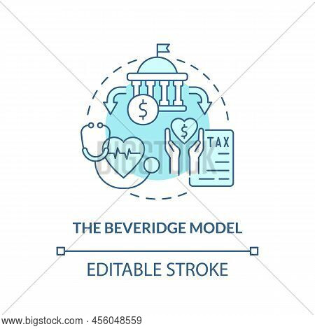 Beveridge Model Turquoise Concept Icon. Healthcare Systems Type Abstract Idea Thin Line Illustration