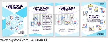 Just-in-case Approach Blue Brochure Template. Jic Attitude. Leaflet Design With Linear Icons. Editab