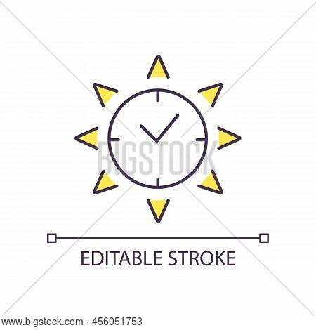 Day Time Rgb Color Icon. Working And Business Hours. Midday And Noon. Sunbeams. Summertime Weather. 