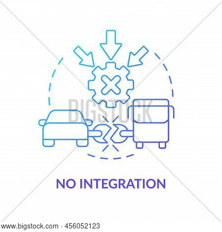No Integration Blue Gradient Concept Icon. Separated Transport Services. Maas Integration Level Abst