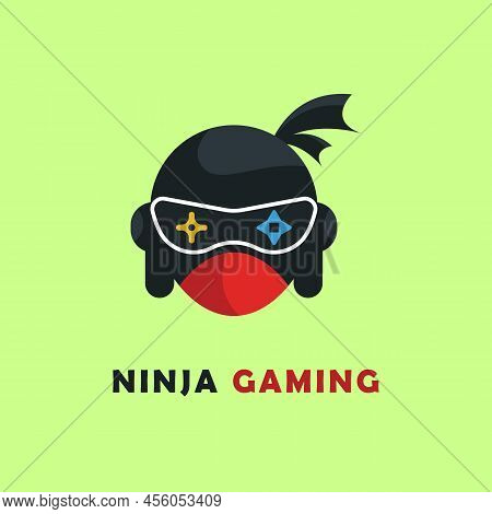 Ninja Head Game Icon Logo. Vector Flat Abstract Design.