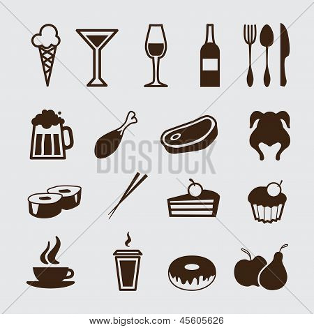 Essen und trinken, Icons Set