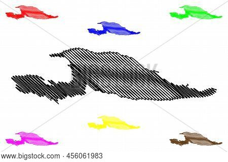 Ciovo Island (republic Of Croatia, Adriatic Sea) Map Vector Illustration, Scribble Sketch Čiovo Map