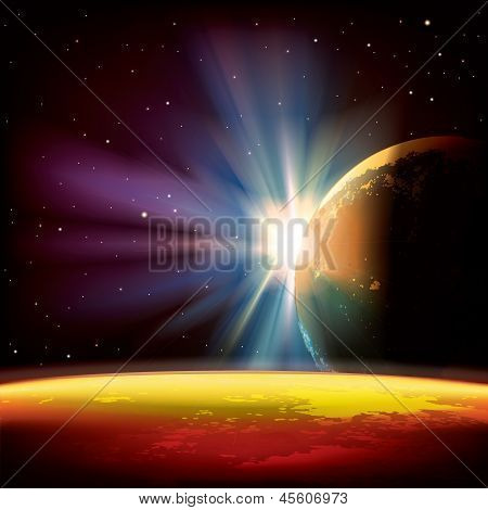 Pozadí abstraktní s Planet a hvězd