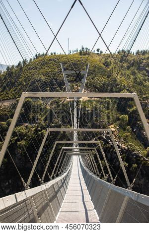Arouca, Portugal - August 6, 2021 - The 516 Arouca Bridge, Largest Pedestrian Suspension Bridge In T