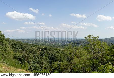 The View Point Zmajevac Located In The National Park Fruska Gora, The Panorama Of The Hills And Mead