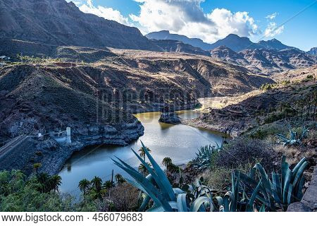 Gran Canarian Mountain Range At La Sorrueda Dam And La Fortaleza De Ansite In Gran Canaria, Canary I