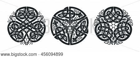 Vector Celtic Circlar Knot. Ethnic Ornaments Set.