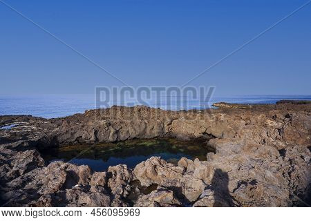 View Of The Lava Beach Of Linosa Called Piscine, Sicily. Italy