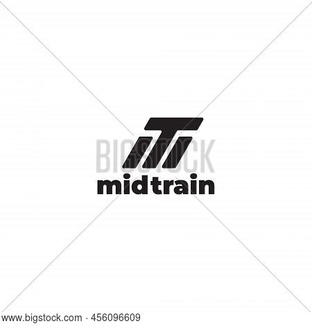 Abstract Initial Letter M And T In Black Color Isolated In White Background Applied For Personal Tra