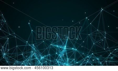 Network Connection Technology. Abstract Blue Background. Digital Backdrop. Big Data Visualisation. 3
