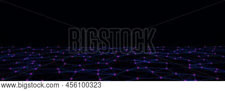 Network Connection Technology. Abstract Dark Background. Digital Backdrop. Big Data Visualisation. 3