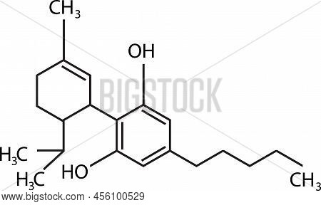 Cbd Molecular Structural Chemical Formula Sign. Skeletal Formula Of Cannabinol. Stimulant Molecule. 