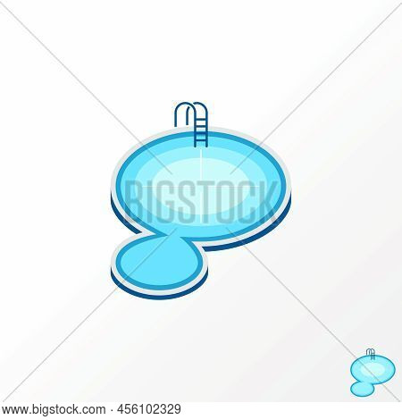 Simple And Unique Swimming Pool With Water And Stairs Image Graphic Icon Logo Design Abstract Concep