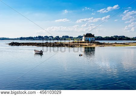 Small Island With A Cottage In The Etel River, Ile De Saint-cado, France