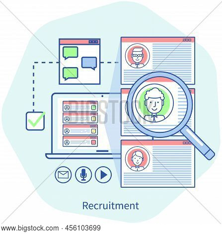 Human Resource Management And Hiring Concept. Job Interview, Recruitment Agency Program Design. Web 