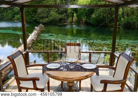 Restaurant In The Fresh Water Source Of Saint Naum, Macedonia