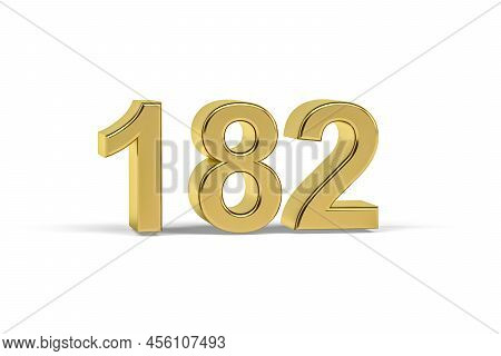 Golden 3d Number 182 - Year 182 Isolated On White Background - 3d Render