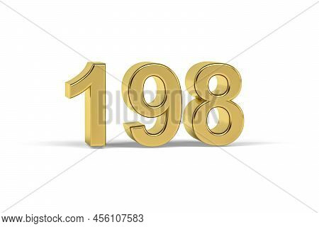 Golden 3d Number 198 - Year 198 Isolated On White Background - 3d Render