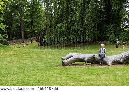Boitsfort, Brussels Capital Region - Belgium - 05 20 2020 People Of All Ages Resting In The Green La