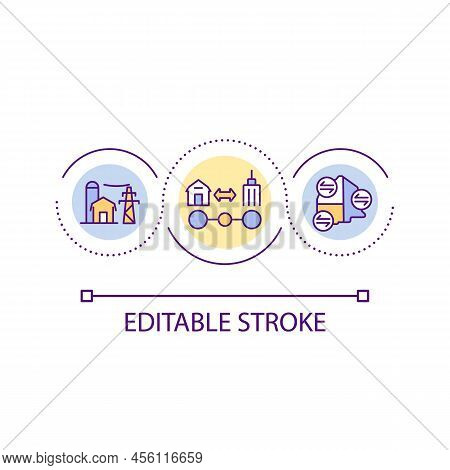 Suburban Transport Infrastructure Loop Concept Icon. Uptown Commuting. Building Mobility Abstract Id