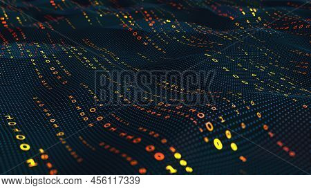 Big Data Technology Digital Field. Binary Code Futuristic Information Technology. Encrypted Data Str
